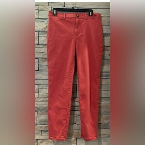 Loft Size 8 Modern Skinny Ankle Casual Pants Coral Pink Orange 27 in inseam